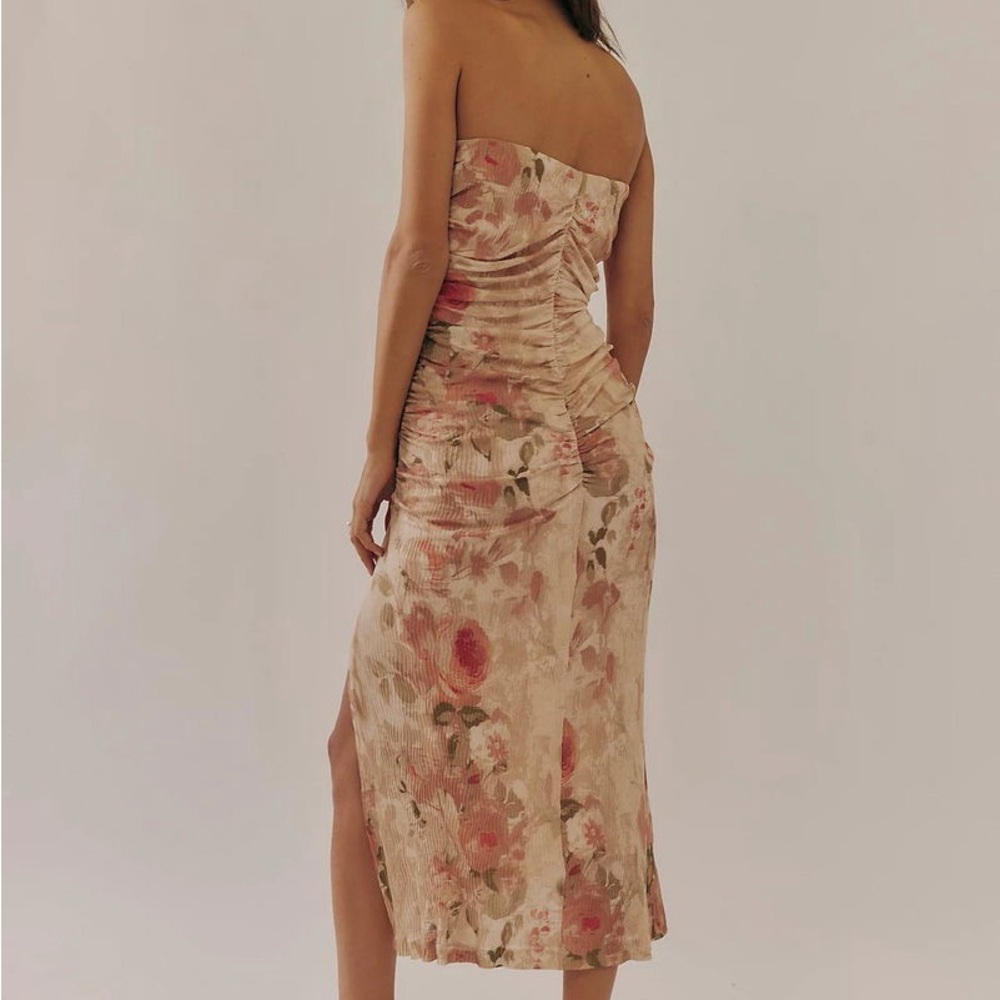 Free People Presley Midi Dress Floral Midi Dress in Pink and Cream - Picture 2 of 3